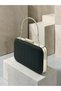 Black Zigzag Laser Patterned Silver Metal Detailed Chain Strap Women's Evening Dress Bag Wedding Engagement Graduation - 2