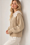Women's Beige Stylish White Lace Collar Detailed Buttoned Long Sleeve Cardigan - 2
