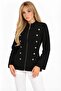 Women's Tailored Collar Button Detailed Zippered Cardigan Jacket - 4