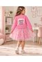 Candy Pink Lets Printed Tulle Girls' Dress 4 Years-7 Years - 2
