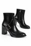 Orel women's heeled boot with side buckle - black crinkled patent leather - 2