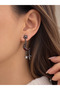 Red Crescent Moon Figured Dangle Earrings – Silver Color Sky-Themed Jewelry