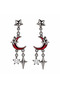 Red Crescent Moon Figured Dangle Earrings – Silver Color Sky-Themed Jewelry - 2