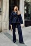 Women's Tie-Detail Oversized Jacket and Pants Denim Set - 3