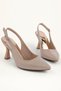 Women's Gold Shiny Textured Open-Back Pointed Toe 9 cm Heeled Shoes. - 2