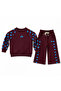 Girl's Cherry Patterned 100% Cotton Burgundy Set - 4