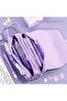 Girl's Multi-Compartment Cute Patterned Lucky Writing Anime Style Easy-To-Carry Pink Purple Fuchsia Large Capacity Pencil Case with Handle - 2