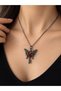 Women's Necklace with Red Heart Detail and Winged Key Figure, Special Design Accessory