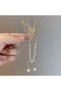 Gold Hair Clip with Large Butterfly Zircon Stone and Pearl Pendant - Stylish and Glamorous Hair Clip for Women