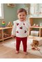 Cherry Embroidered Snap Fastener Shoulder Top and Bottom Set for Baby Girl/Child, 2-Piece Seasonal Set - 2
