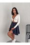 Suede Belted Flared Mini Skirt - 4