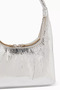 Crinkled Leather Mini Hobo Shoulder Bag, Shiny & Stylish Design - Silver - 5