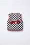 Children's Racing Patterned Black and White Checkerboard Patterned Quilted Vest