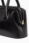Mini Boat Black Leather Bag, Stylish Shoulder and Hand Bag with Modern Frame - Black - 6
