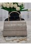 Women's Silvery Evening Dress Bag with Metal Handle and Chain Strap, Hand and Shoulder Bag - 3