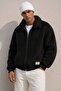 Men's Black Basic Plush Coat Ls-86042