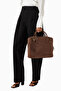 Nubuck Leather Briefcase Luxury Durable Unisex Business Bag - Brown - 2