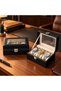 Watch Box 3 Compartment Pu Leather with Transparent Lid Men's Watch Storage and Organization Box Black - 4