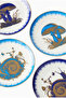 Botanist Porcelain, Decorative Collectible Design Coaster Set of 4 - Blue, 4-Piece - 2