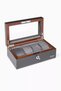 Optic Carbon Fiber 4-Piece Watch Box, Gray, Luxury Design with Glass Cover - Gray
