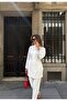 Women's Front Sleeves with Bead Embroidery Tansel Fabric Bambir Ceken Pant Suit