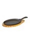 Bbq Oval Serving Pan with Wooden Tray, 39,5X19,5X5 Cm, Heat Retaining