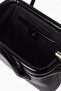 Mini Boat Black Leather Bag, Stylish Shoulder and Hand Bag with Modern Frame - Black - 4