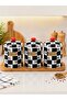 Dama Black and White Patterned Plastic Spice Container Set – Kitchen Coffee Tea Sugar Storage Container with Lid - 2
