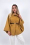 Women's Poncho Cape with Belt and Textured Stitching