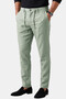 Light Green Slim Fit Lycra Linen Textured Elastic Waist Drawstring Summer Men's Trousers 2603001 - 2