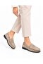 Women's Beige Suede Drawstring Loafer Shoes Daily Comfortable Flat Sole - 3