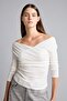 Slim Fit Wrap Collar Ribbed Long Sleeve T-Shirt G7805Ax26Au - 3