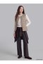 Beige Crew Neck Women's Puffer Vest - 2