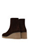 Women's Brown Zippered Wedge Heeled Suede Leather Boots Af170004Ds - 8