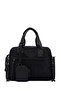 Women's Black Long Strap Fabric Handbag with Accessory Detail Wb100015Kk - 6