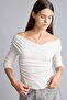 Slim Fit Wrap Collar Ribbed Long Sleeve T-Shirt G7805Ax26Au