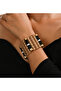 Elegant Gold Plated Wedding and Party Bracelet with Black and White Stone for Women Dubai - 2