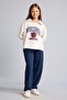 Relaxed Fit Polo Collar College Printed Soft Fleece Inside Sweatshirt for Girls I4900A826Au - 2