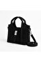 Suede Fabric Lock Detailed Black Handbag with Crossbody Strap for Women - - 4