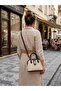 Wicker Textured Brown Detailed Zippered Women's Bag with Crossbody Strap - - 5