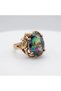 Bronze Women's Ring Authentic Copper Jewelry Mystic Topaz Stone Mystic Flower Model Adjustable Vintage - 3