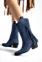 Texas Breeze Tasseled Blue Suede Women's Cowboy Boots - 3