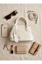 Women's Cream Scarf Detailed Cross Strap Hand and Shoulder Bag - - 2