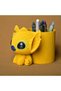 3D-Printed Knitted Pencil Holder - Cute Character Desktop Pen Organizer - Yellow BX - 3