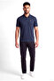 Men's Regular Fit Plate Logo Detailed Short Sleeve Navy Blue Polo Collar T-Shirt - 2