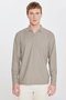 Men's Khaki Slim Fit Slim Fit Polo Neck Jacquard Stretch T-Shirt