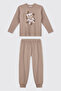 Boy's Teddy Bear Printed Beige Pajama Set