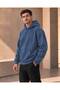 Unisex Oversize Hooded Kangaroo Pocket 3 Thread Raster Sweatshirt - 2
