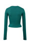 Long Sleeve Green Crop Basic T-Shirt Crop / Short Cut 1612822-71874 - 7
