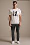 Men's Crew Neck Cotton Text Print White T-Shirt - 3